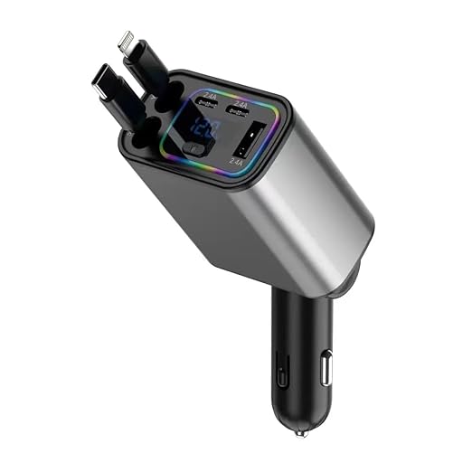 120 Volt Car Retractable Charger | Car Accessories Super Fast Car Charger 4 In 1