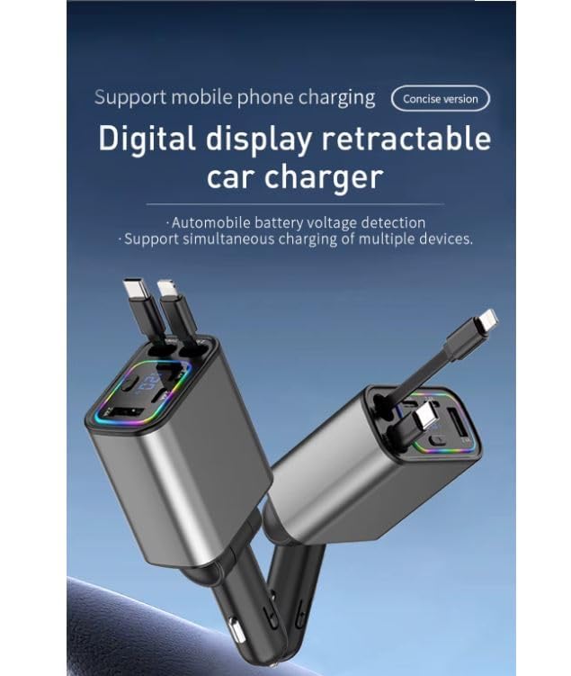120 Volt Car Retractable Charger | Car Accessories Super Fast Car Charger 4 In 1
