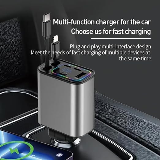 120 Volt Car Retractable Charger | Car Accessories Super Fast Car Charger 4 In 1