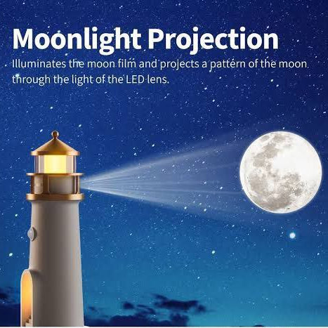 Moon Lamp Projector Night Light, Lighthouse Decor Night Light, Moon Light Galaxy Projector Lamp, Music Motion Sensor Moonlight Lamp, Rechargeable LED Aesthetic Table Lamp, Christmas & Birthday Gifts